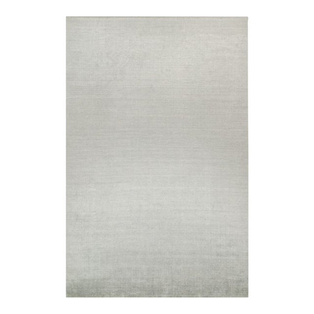 2010s Rug & Kilim’s Plain Modern Rug in Solid Silver-Gray Tone-on-Tone - 13x20 For Sale