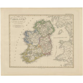 Map of Ireland with Provincial and County Divisions, 1851 For Sale
