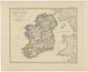 Map of Ireland with Provincial and County Divisions, 1851