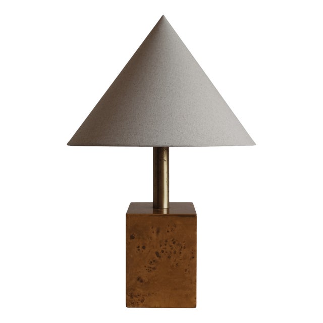 Modern Burl Wood Table Lamp, 1970s For Sale