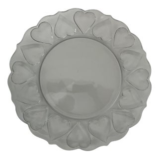 Vintage Crystal Tiffany & Co Plate With Embossed Hearts Decorative Valentine's Plate For Sale