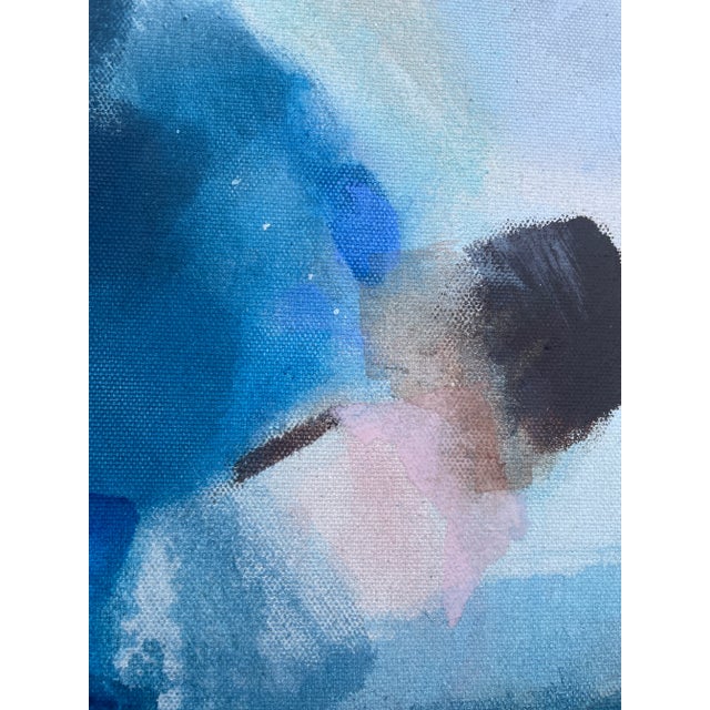 "Never Let Me Go" Blue and White Original Collage Painting For Sale - Image 9 of 10