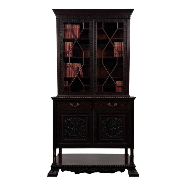 19th Century English Chippendale Mahogany Display Cabinet from Maple & Co. For Sale