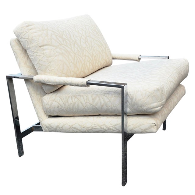 Mid-Century Modern Vintage Attributed to Milo Baughman for Thayer Coggin 951 Flat Bar Chrome Lounge Chair For Sale - Image 3 of 5