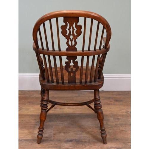 Windsor Farmhouse Armchairs with Pierced Splat Backs, Set of 2 For Sale - Image 6 of 7