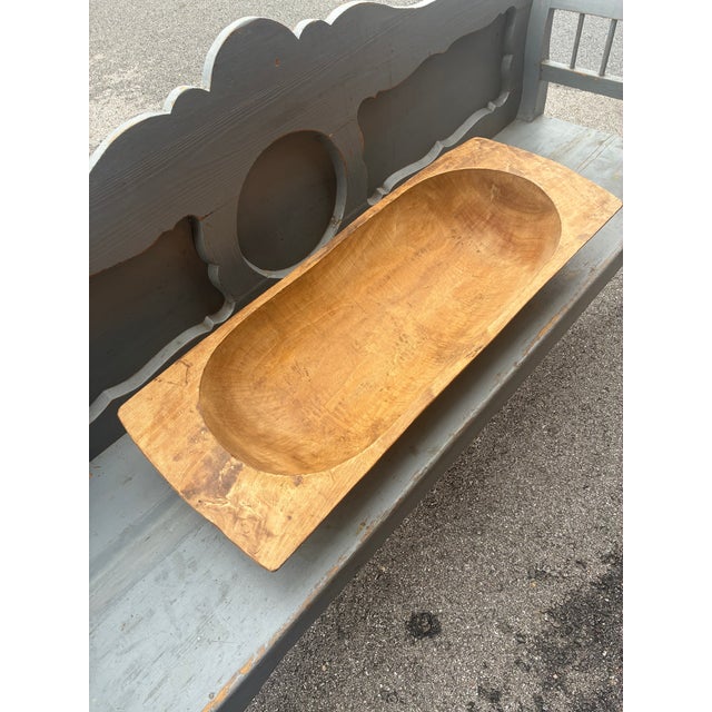 Brown Antique Hand-Hewn Fruitwood Trog or Dough Bowl For Sale - Image 8 of 9