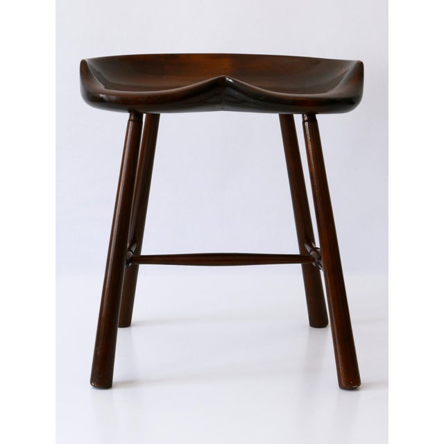 Wood Mid-Century Modern Solid Wood Stool, Germany, 1950s For Sale - Image 7 of 18
