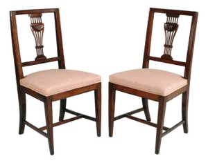 Venetian Six Asolane Biedermeier Chairs in Walnut, Lyre-Shaped Back, Hand-Carved Bottega Vincenzo Cadorin attributed, 1890s, Set of 6