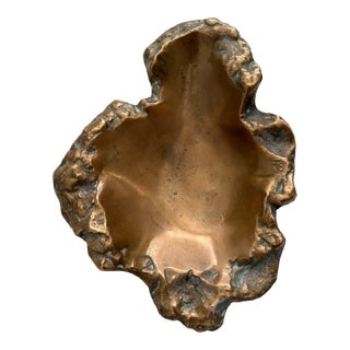 Rare Brutalist Cast Bronze Vide-Poche Ash Tray by Michel Jaubert For Sale