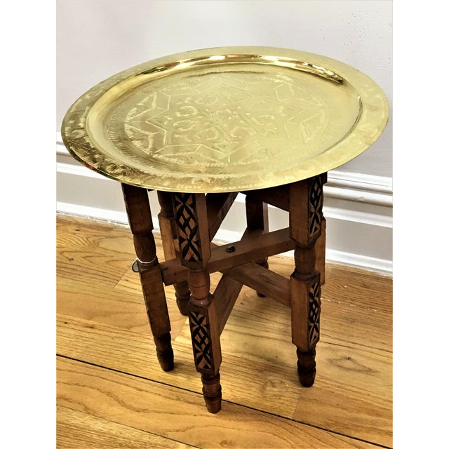 Moroccan Engraved Gold Tray Table Chairish