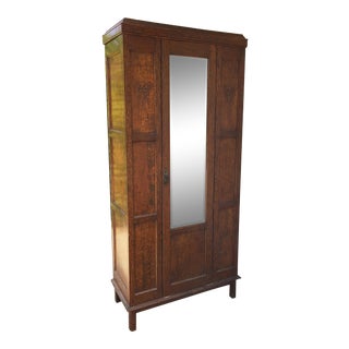 1920s Traditional Tiger Oak Armoire For Sale