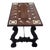 19th Century Baroque Spanish Side Table With Marquetry Top and Iron Stretcher For Sale