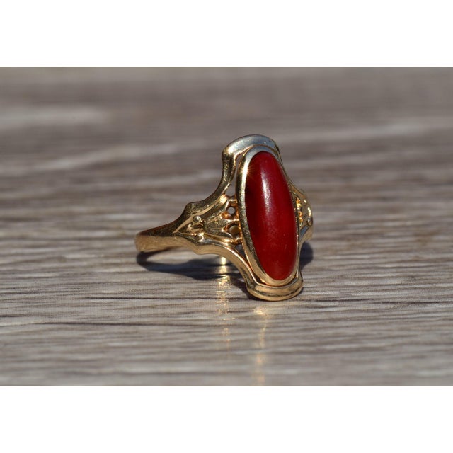 Gold The Pomona: Antique Art Nouveau Ring set with Carnelian For Sale - Image 8 of 11