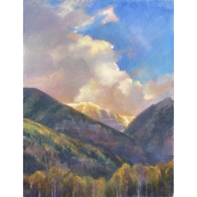 Sashas Marshall Basin by Bruce A Gómez | Pastel Landscape of mountains and clouds For Sale