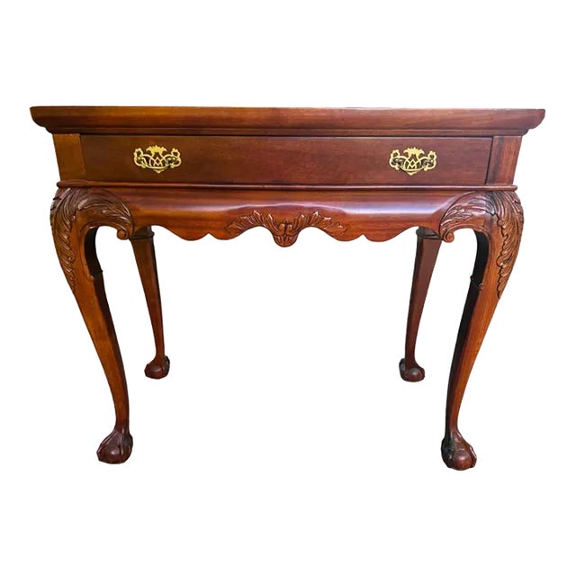Solid Mahogany Georgian Style Console Server With Pullout Trays - Vintage 1990s For Sale