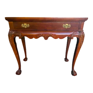 Solid Mahogany Georgian Style Console Server With Pullout Trays - Vintage 1990s