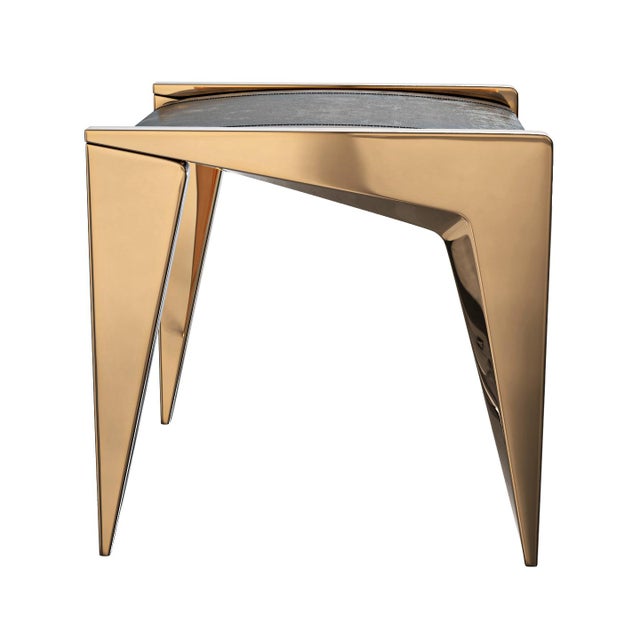 Art Deco "Arcadia" Chair With Bronze and Tailor Made Leather For Sale - Image 3 of 11