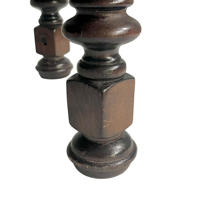 Vintage Moss Green Upholstered Footstool With Turned Legs For Sale - Image 6 of 15