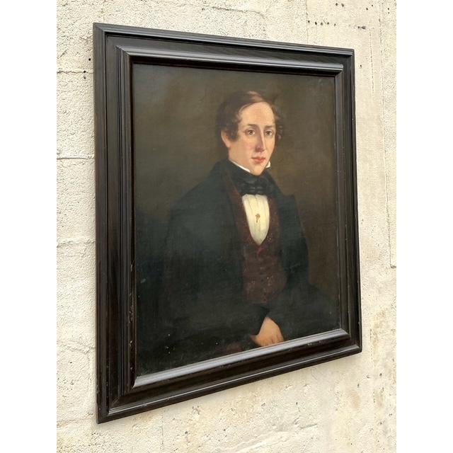 Textile Vintage Boho Original Oil Portrait on Canvas For Sale - Image 7 of 10