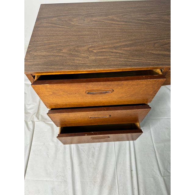 1960s Mid Century Lane Walnut Office Desk For Sale - Image 5 of 12