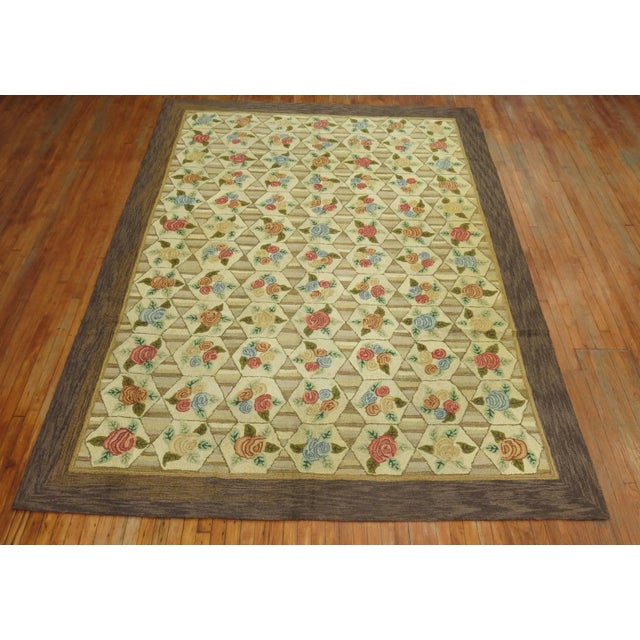 Mid 20th Century Vintage American Hooked Room Size Rug, 99'' X 141''