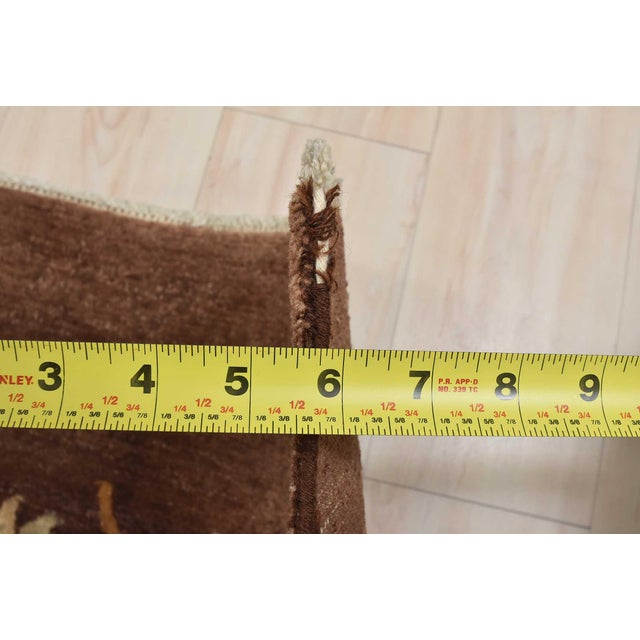 Aubusson Rug 9’11” X 13’5” Brown Wool Traditional Hand-Knotted Oriental Carpet For Sale - Image 13 of 15