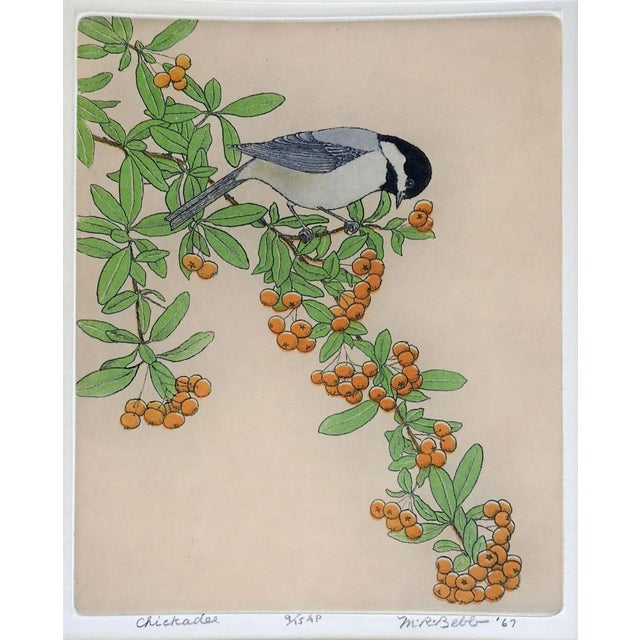 1960s Vintage 1967 Maurice Bebb Chickadee Aquatint Etching For Sale - Image 5 of 5