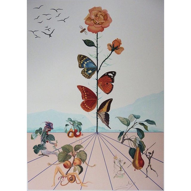 Salvador Dalí (1904-1989) Flordali II - The Butterfly Rose, 1981 Original color lithograph with embossing Signed in the...