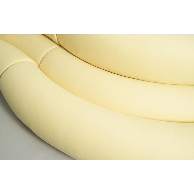 Michael Felix Contemporary Modern Celeste Curved Sofa in Yellow Wool Felt and Black Metal Base For Sale - Image 4 of 10