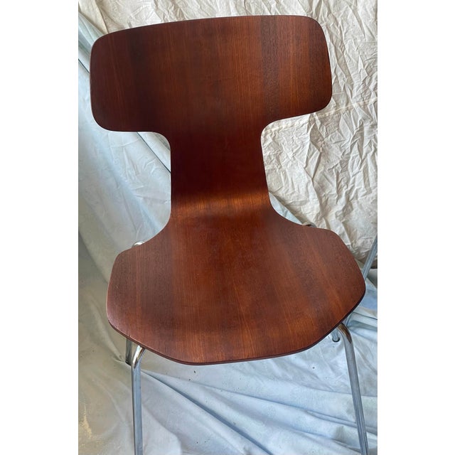 Brown Fritz Hansen Denmark 1974 Plywood Hammer Stackable Chairs Set of 2 Refinished For Sale - Image 8 of 16