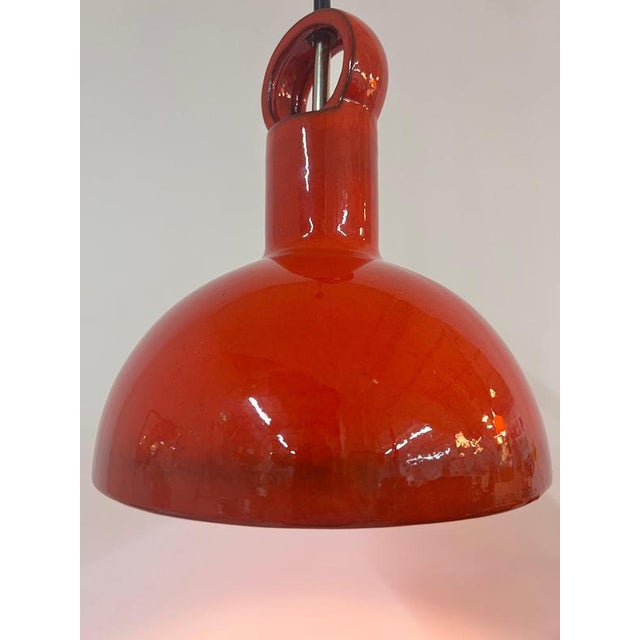 Red Red Ceramic Hanging Lamp For Sale - Image 8 of 11