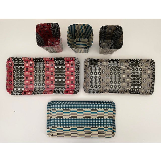 18 Piece South African paper cache set. Set consists of 9 trays measuring 11.25 inches x 5.5 inches in 3 different paper...