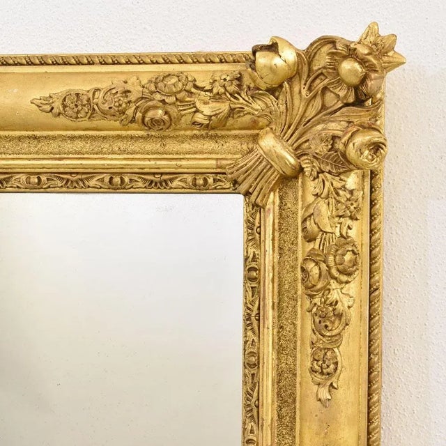 Glass Antique Gold Leaf Mirror, 1840 For Sale - Image 7 of 11
