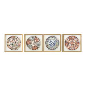 Japanese Imari-Style Framed Wall Plaques – Set of 4, Mid-20th Century