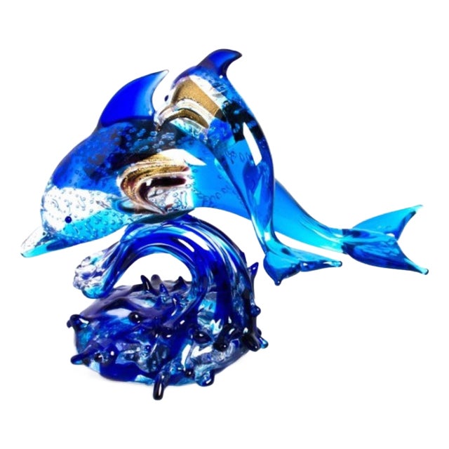 Blue Glass Dolphin Sculpture from YourMurano For Sale