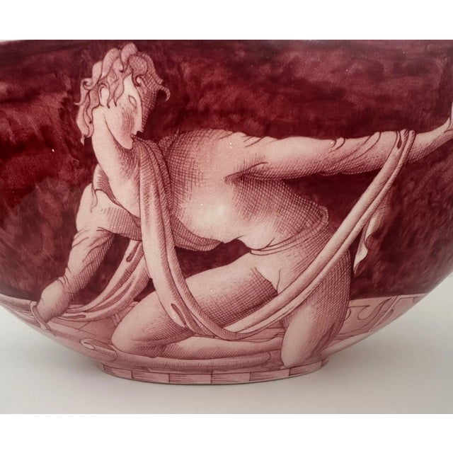 Mid 20th Century Mid 20th Century Gio Ponti Richard Ginori Italian Pottery Art Deco 1031 Bowl Rare Male Figure For Sale - Image 5 of 11