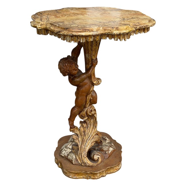 1920s Antique Venetian Figural Putti Table For Sale - Image 5 of 5