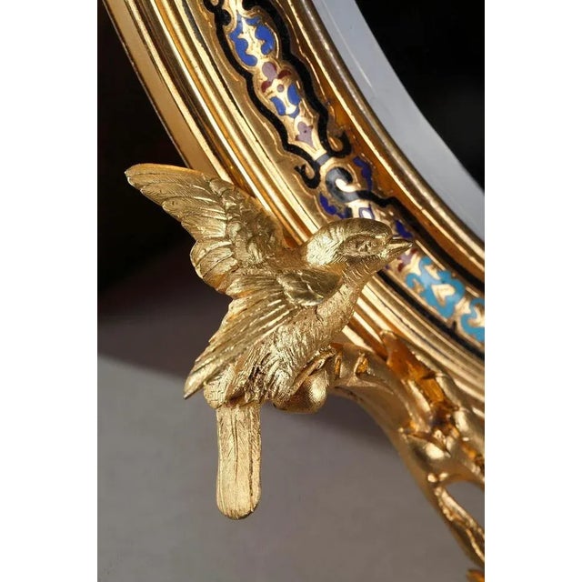 Gold 19th Century Napoleon III Champlevé Enameled Gilt Bronze Standing Mirror For Sale - Image 8 of 17
