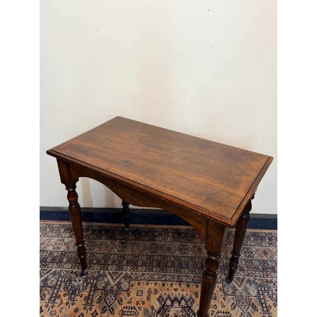 A charming victorian occasional or hall table dating to the late 19th century, featuring a clean rectangular top and...