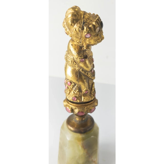 Metal 19th Century Indonesian Balinese Gold and Stone Keris Kris Hilt Handle For Sale - Image 7 of 12