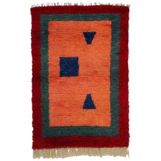Turkish Pink, Red, and Green Woolen Tulu Rug, 1970s For Sale