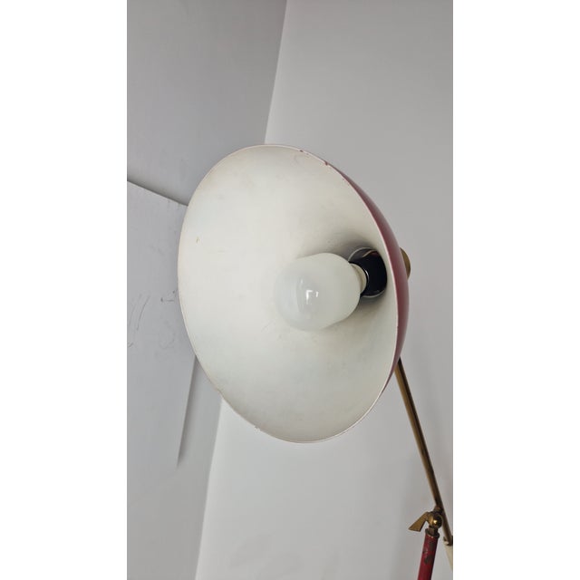 Floor Lamp for Reading with Red Marble Base and Cone with Joint, 1950s For Sale - Image 4 of 18