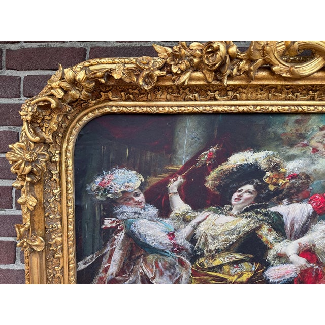 1960s Italian Rococo Gold Beech Textile Wall Art 1pc For Sale - Image 11 of 15