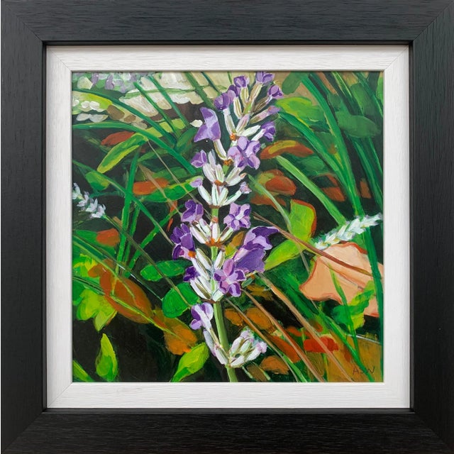Wood Wild Flowers in English Country Garden Colourful Painting by British Artist For Sale - Image 7 of 7