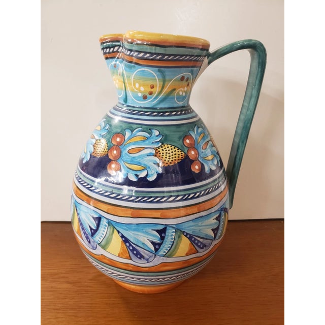 Italian Circa 1970 Italian Deruta Ware Faience Pottery Stamped Pitcher, Made in Italy For Sale - Image 3 of 9