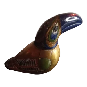 1970s Sergio Bustamante Style Tonala Brass & Ceramic Toucan Figurine