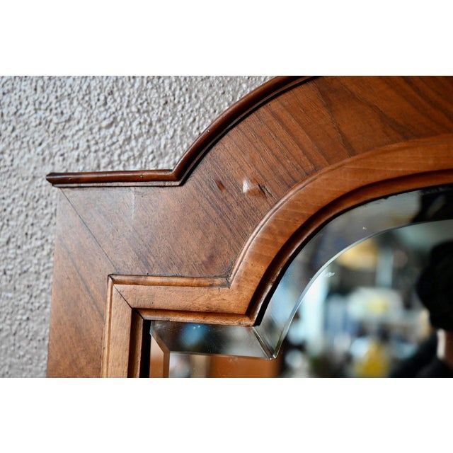 Antique Wall Mirror in Carved and Beveled Oak and Fortin Veneer, 1930s For Sale - Image 9 of 11