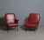 Mid-Century Modern Italian Red Skai Armchairs with Black Lacquered Iron Legs, 1950s, Set of 2 For Sale - Image 3 of 6