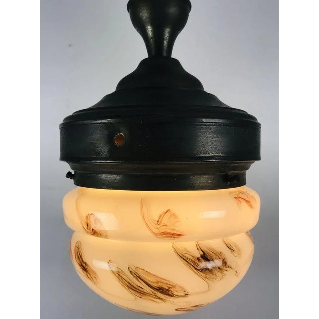 Antique Marble Glass Ceiling Lamp, 1920s For Sale - Image 4 of 17
