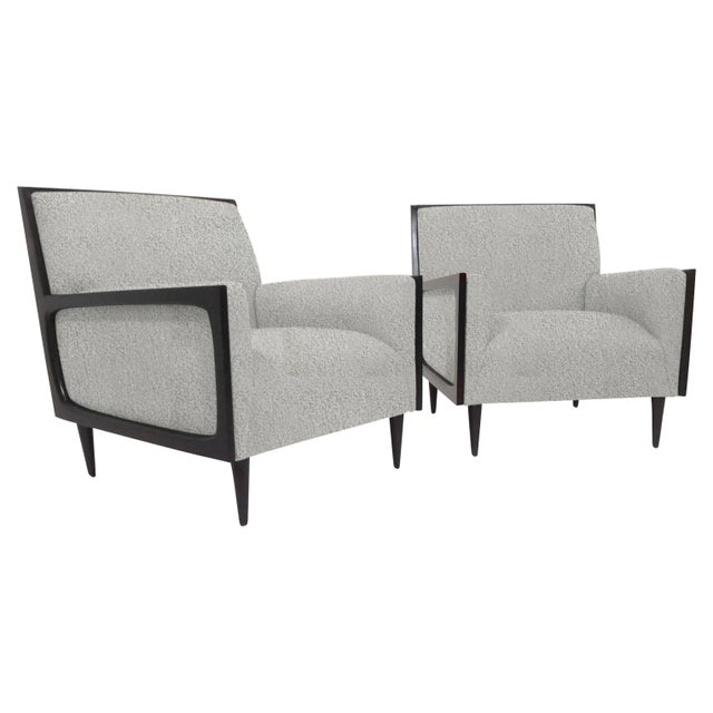 1980s Vintage Boulce Fabric Mid-Century Style Lounge Chairs - a Pair For Sale - Image 4 of 5